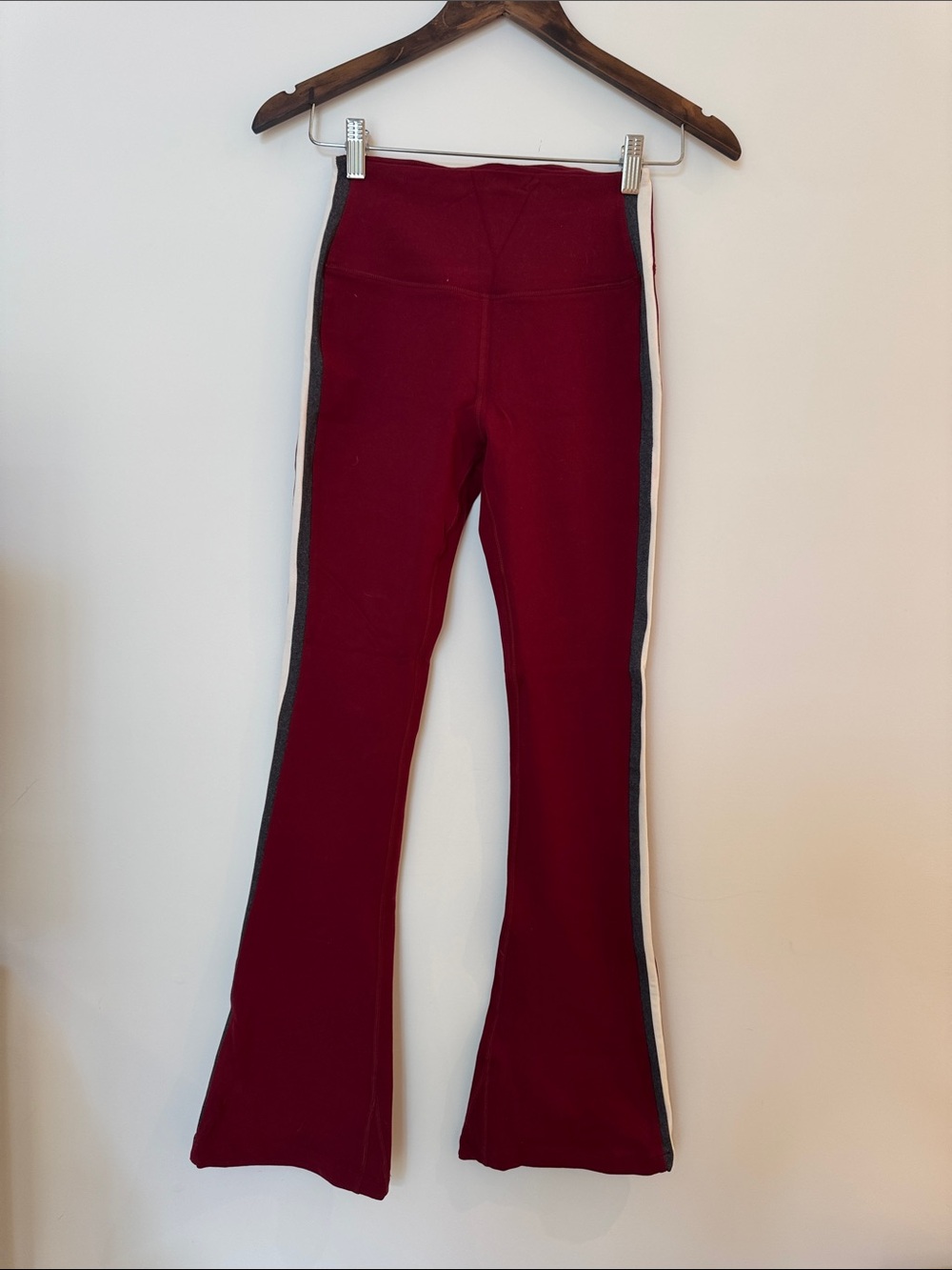 Splits59 Maroon Flared Leggings with Side Stripes